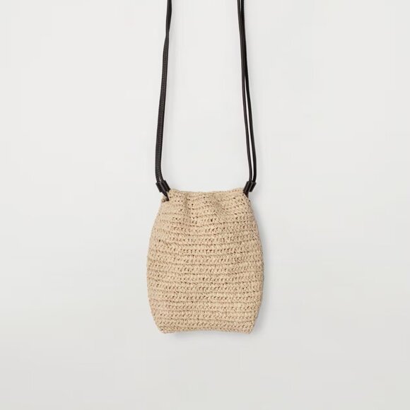 NWT COS DRAWSTRING PHONE POUCH - STRAW - Picture 1 of 3